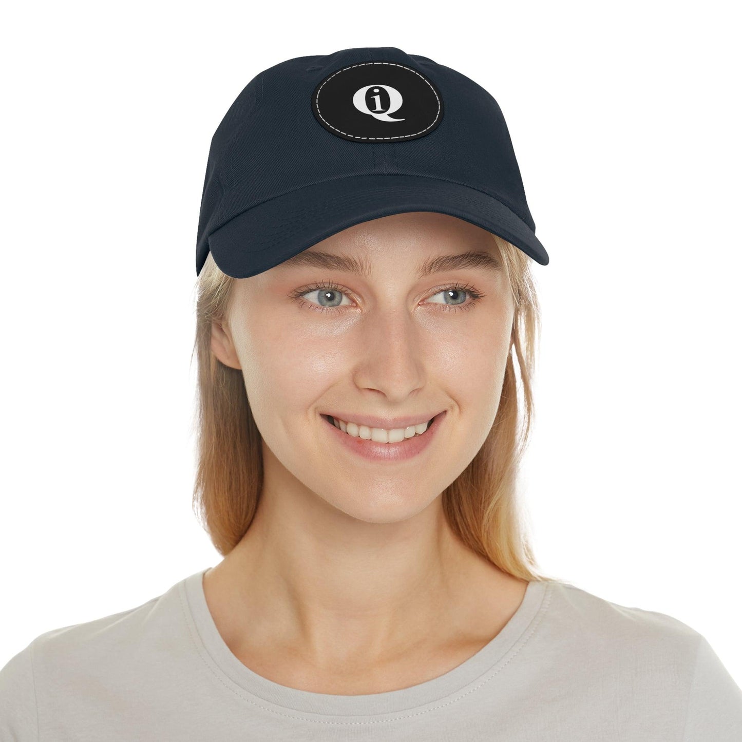 IQ Fashion | Dad Hat with Leather Patch (Round)