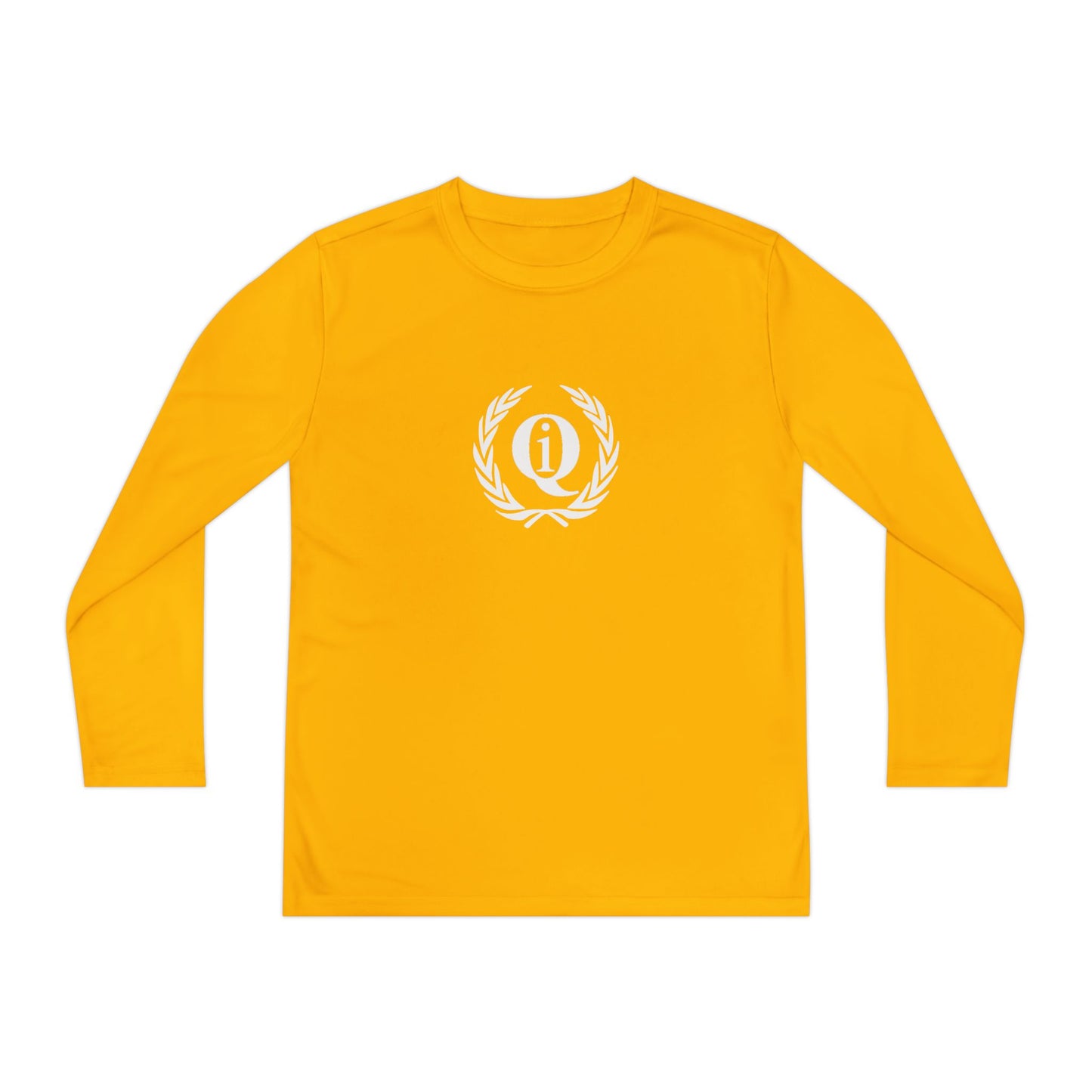 Youth Long Sleeve Athletic Tee with Laurel Design - Bright Orange Performance Shirt