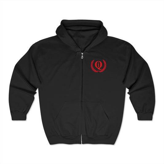 Unisex Full Zip Hoodie with Laurel Wreath - Cozy & Stylish