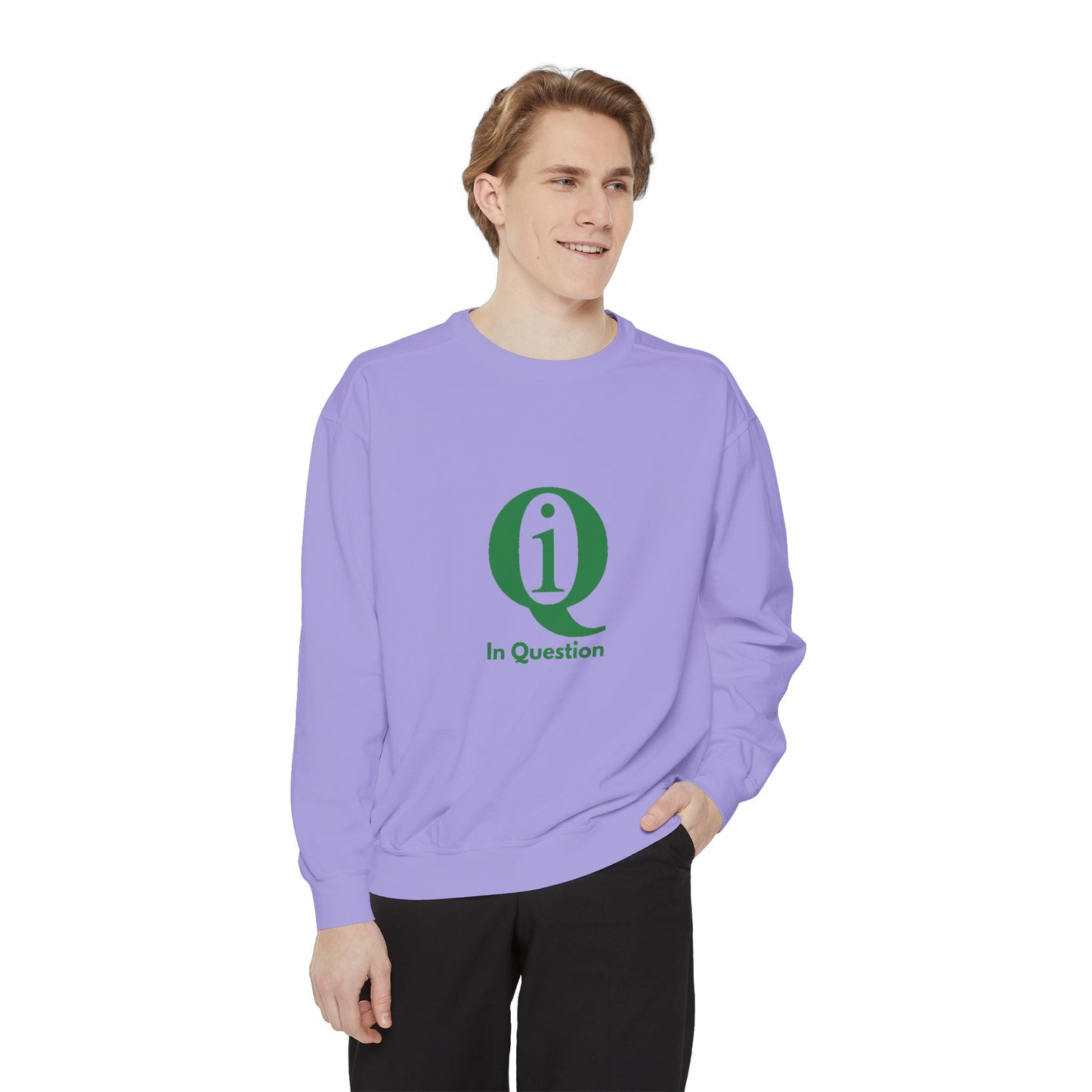 Unisex Garment-Dyed Sweatshirt with Green Laurel Design