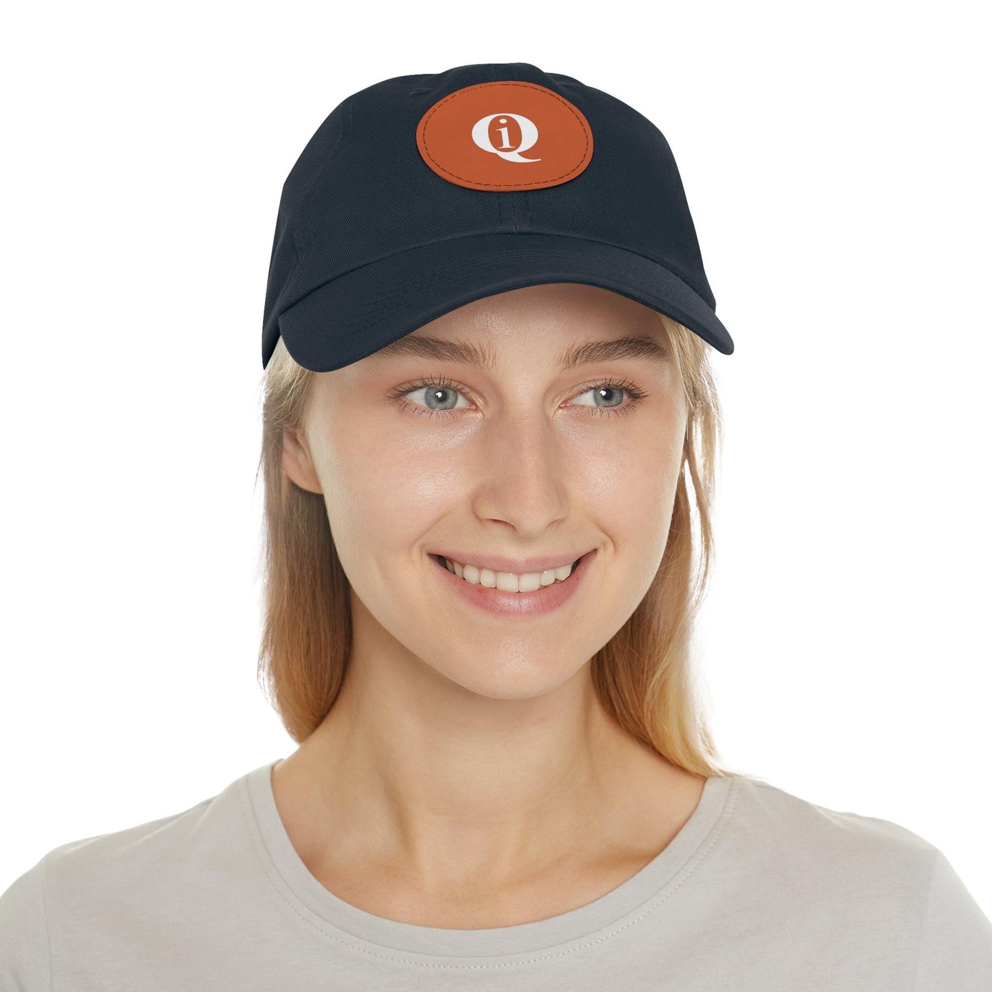 IQ Fashion | Dad Hat with Leather Patch (Round)