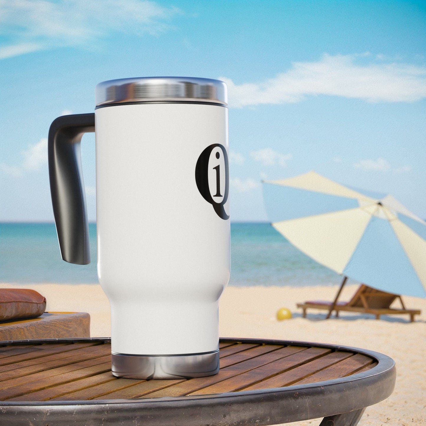 IQ Fashion | Stainless Steel Travel Mug with Handle, 14oz