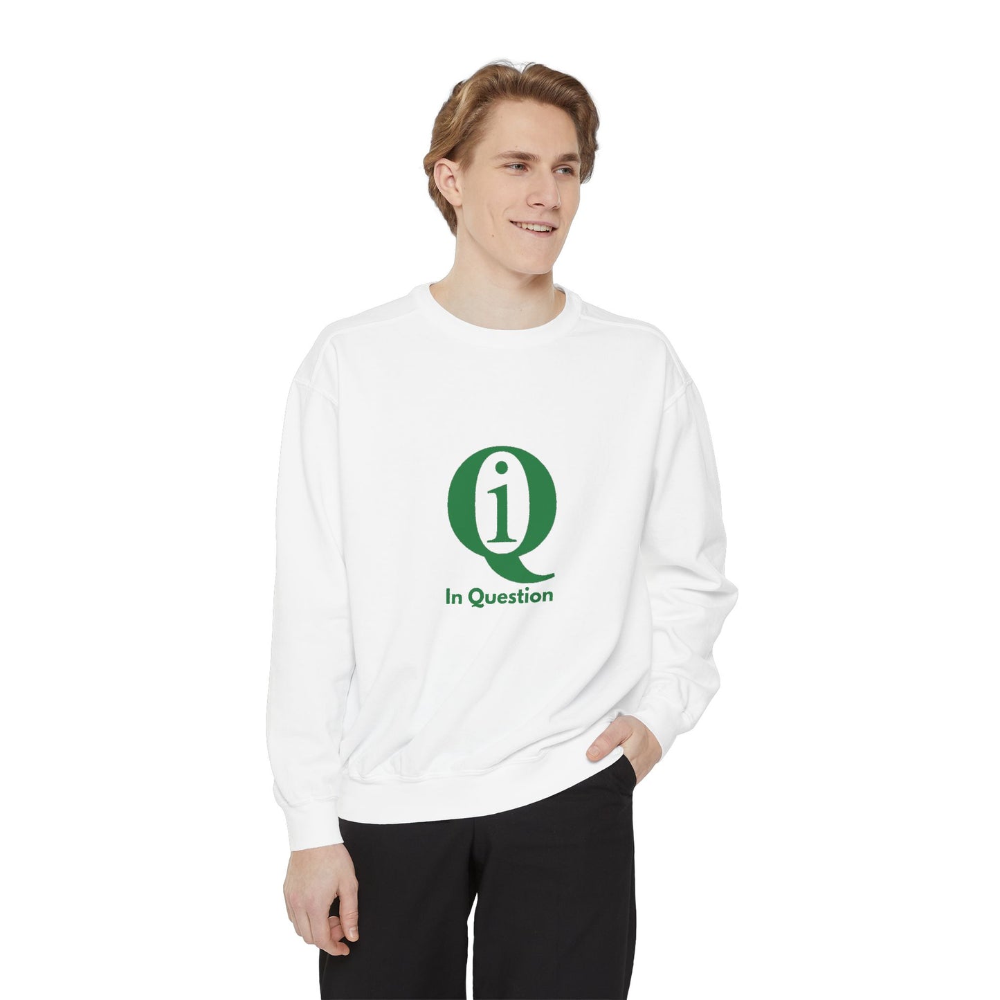 Unisex Garment-Dyed Sweatshirt with Green Laurel Design