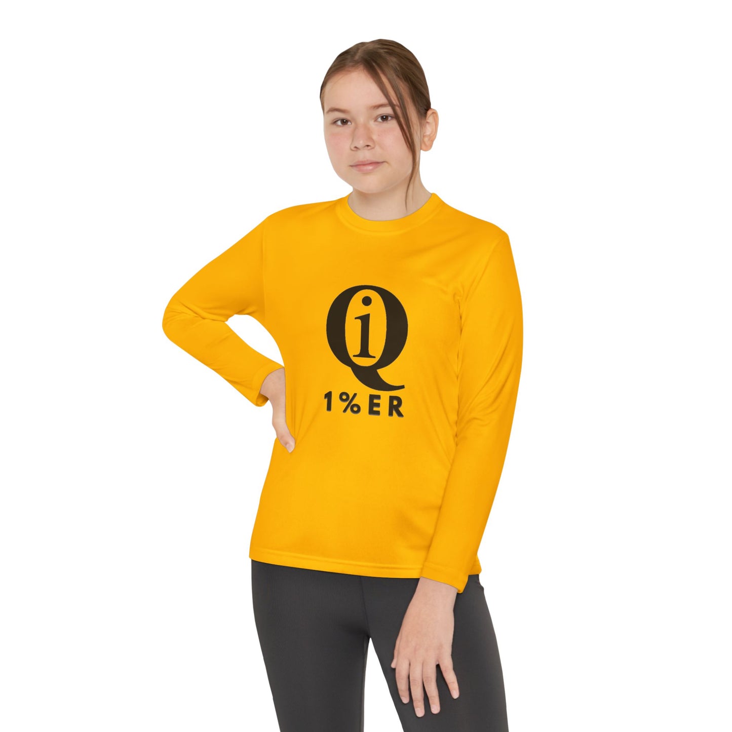 Youth Long Sleeve Athletic Tee with Laurel Design - Bright Orange Performance Shirt