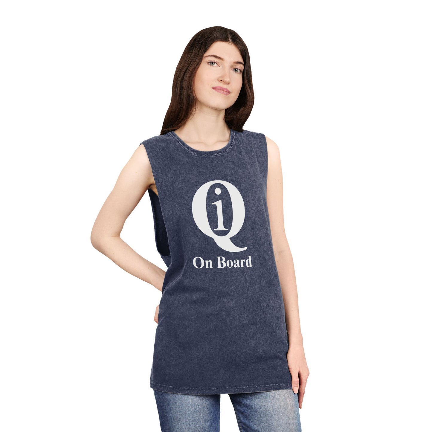 Unisex Stonewash Tank Top - Casual Summer Tee with 'On Board' Design