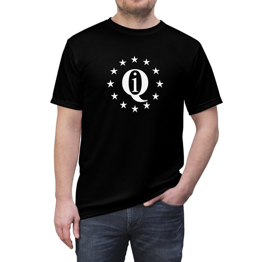 Stylish Unisex Cut & Sew Tee with Graphic Stars and Info Icon