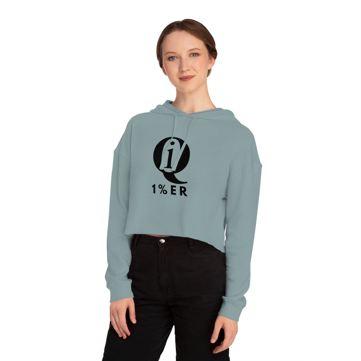 Women’s Cropped Hoodie with 'Q 1% ER' Design - Trendy & Stylish Casual Wear