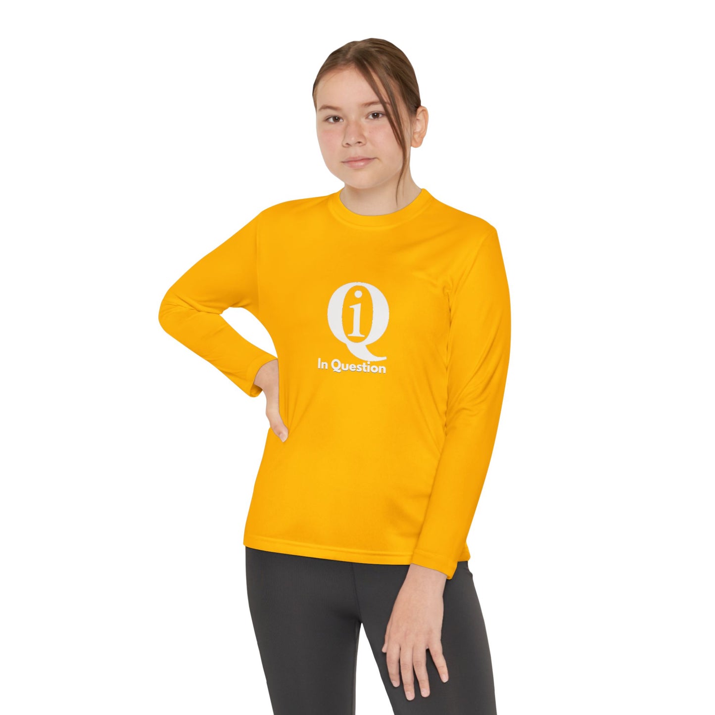 Youth Long Sleeve Athletic Tee with Laurel Design - Bright Orange Performance Shirt