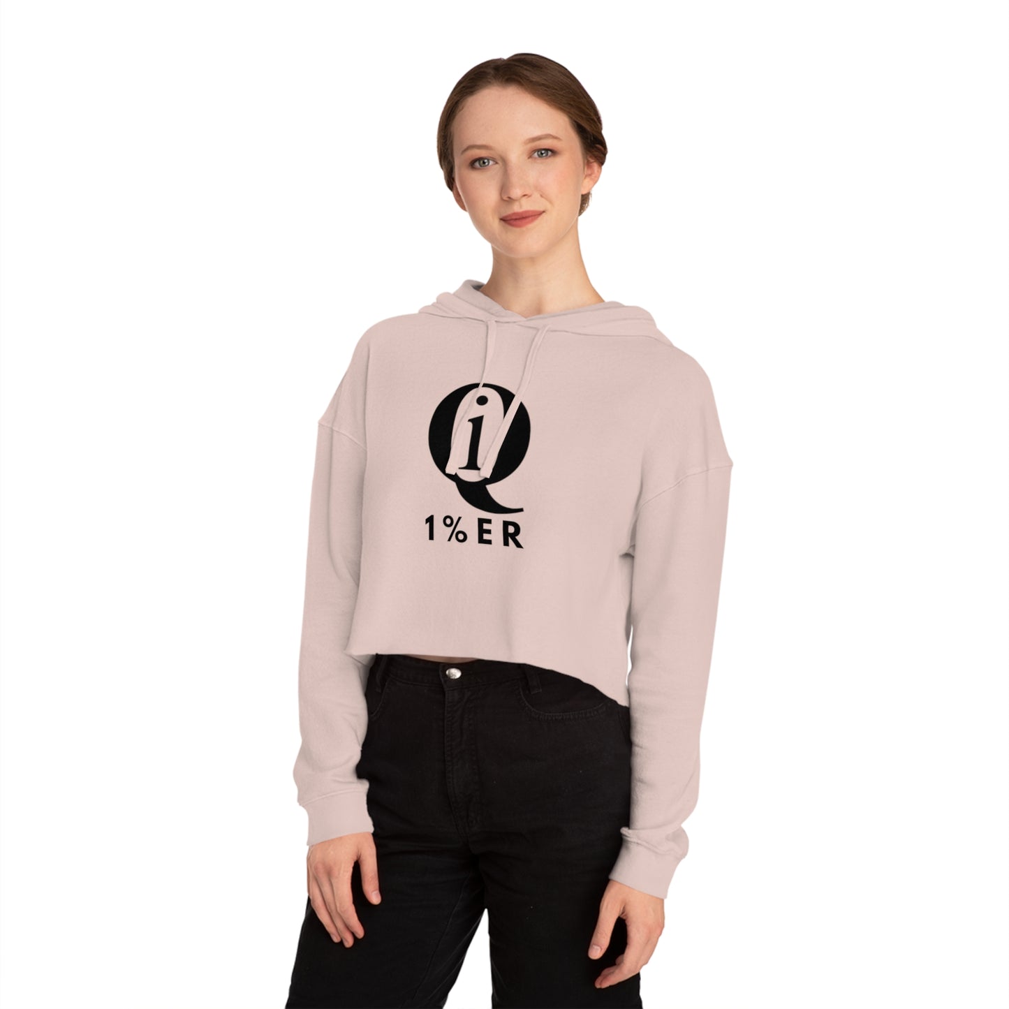 Women’s Cropped Hoodie with 'Q 1% ER' Design - Trendy & Stylish Casual Wear