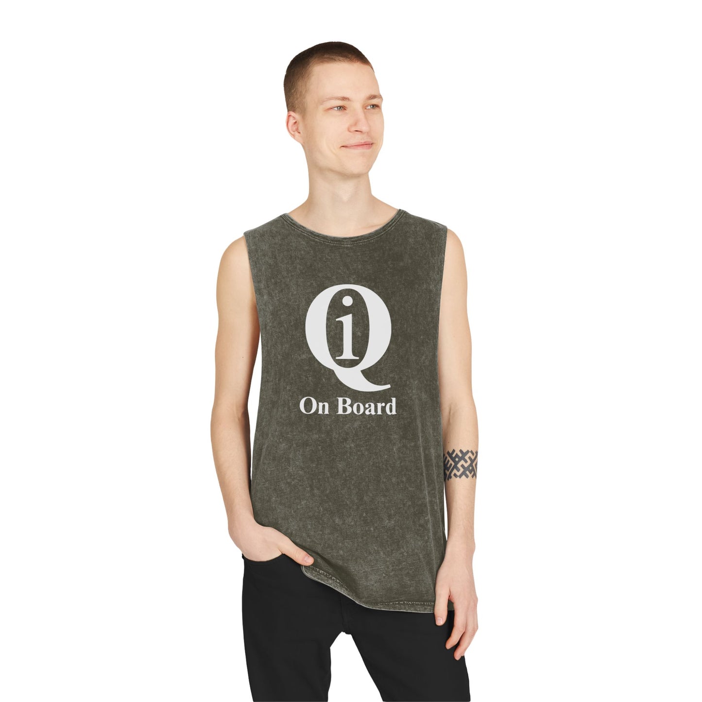 Unisex Stonewash Tank Top - Casual Summer Tee with 'On Board' Design