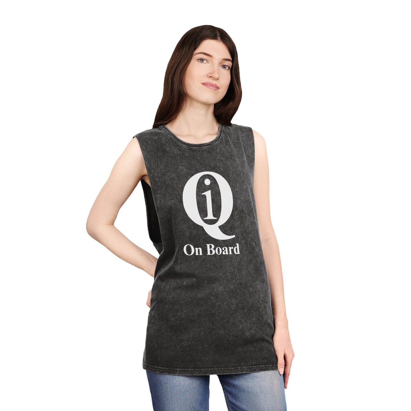 Unisex Stonewash Tank Top - Casual Summer Tee with 'On Board' Design