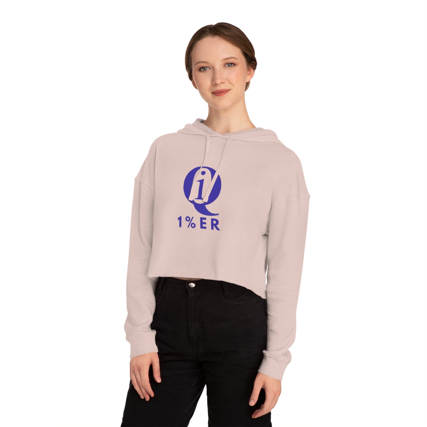 Women’s Cropped Hoodie with 'Q 1% ER' Design - Trendy & Stylish Casual Wear