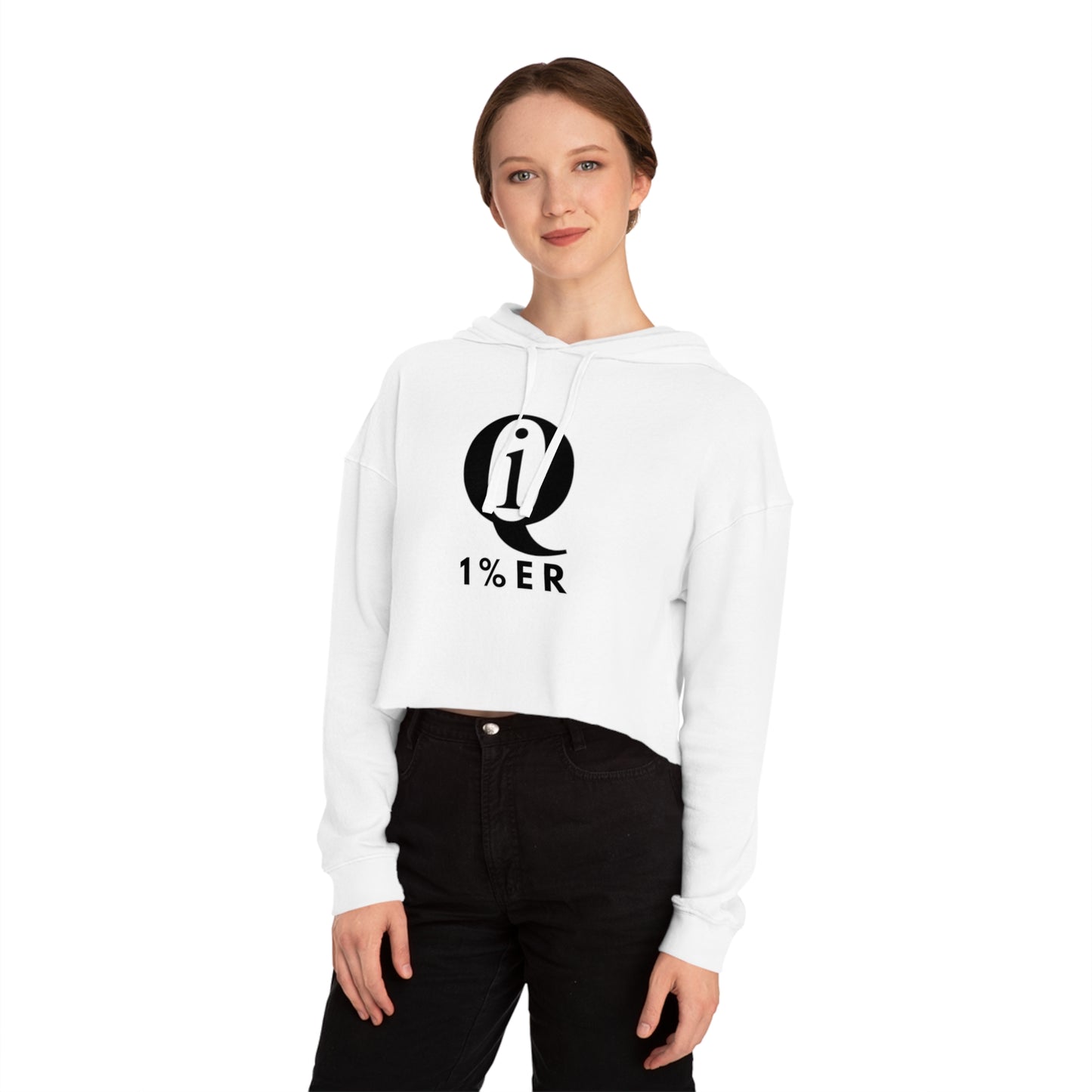 Women’s Cropped Hoodie with 'Q 1% ER' Design - Trendy & Stylish Casual Wear