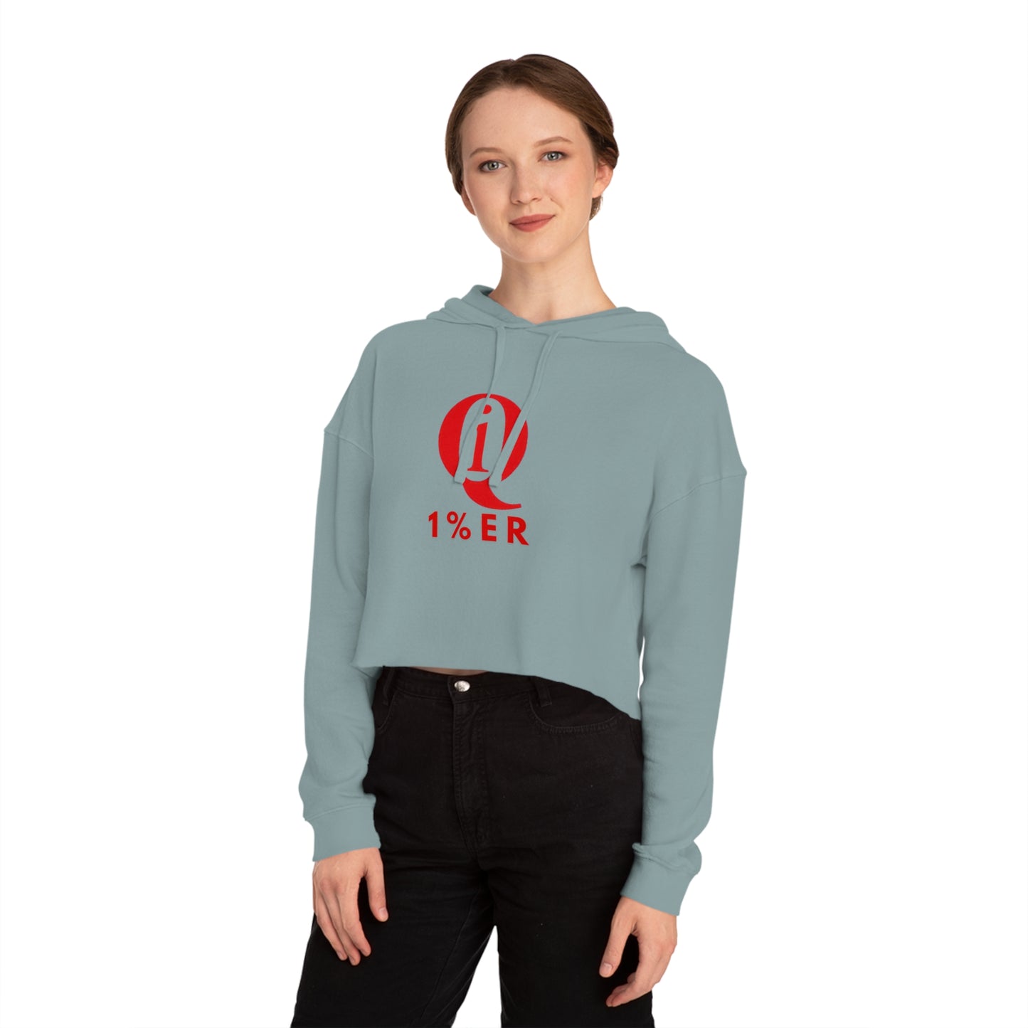 Women’s Cropped Hoodie with 'Q 1% ER' Design - Trendy & Stylish Casual Wear