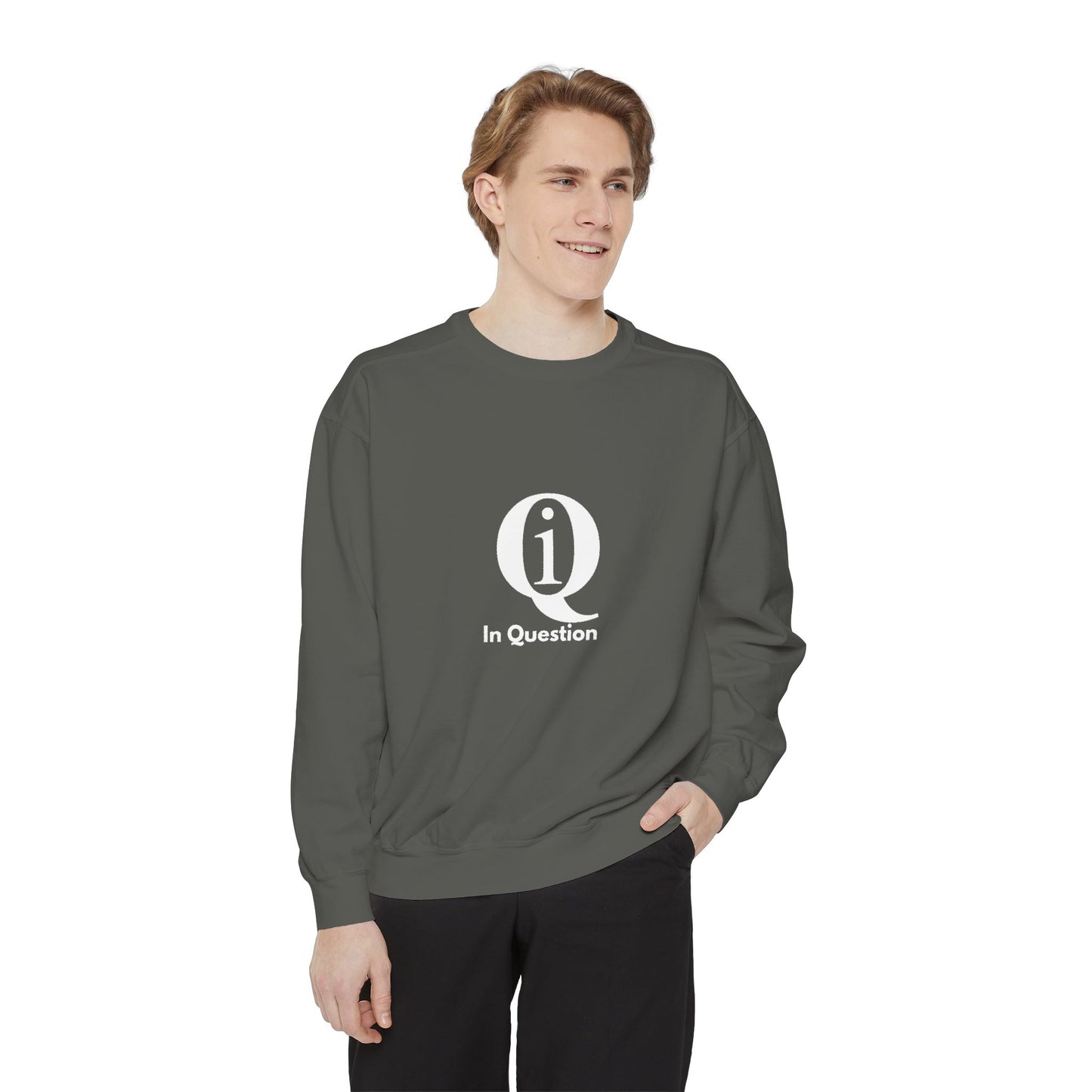 Unisex Garment-Dyed Sweatshirt with Green Laurel Design