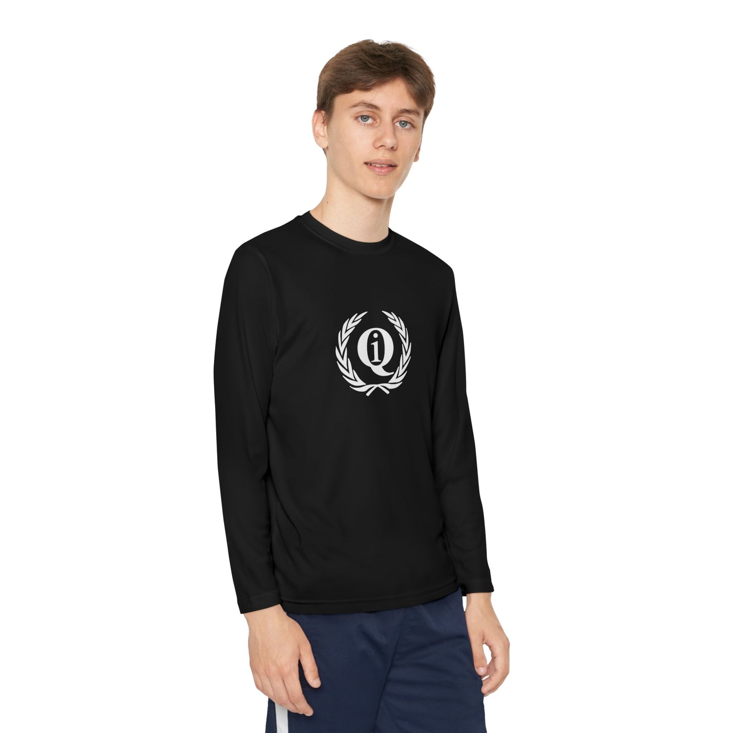 Youth Long Sleeve Athletic Tee with Laurel Design - Bright Orange Performance Shirt