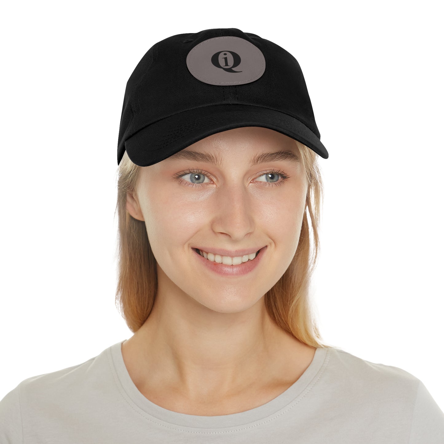 IQ Fashion | Dad Hat with Leather Patch (Round)