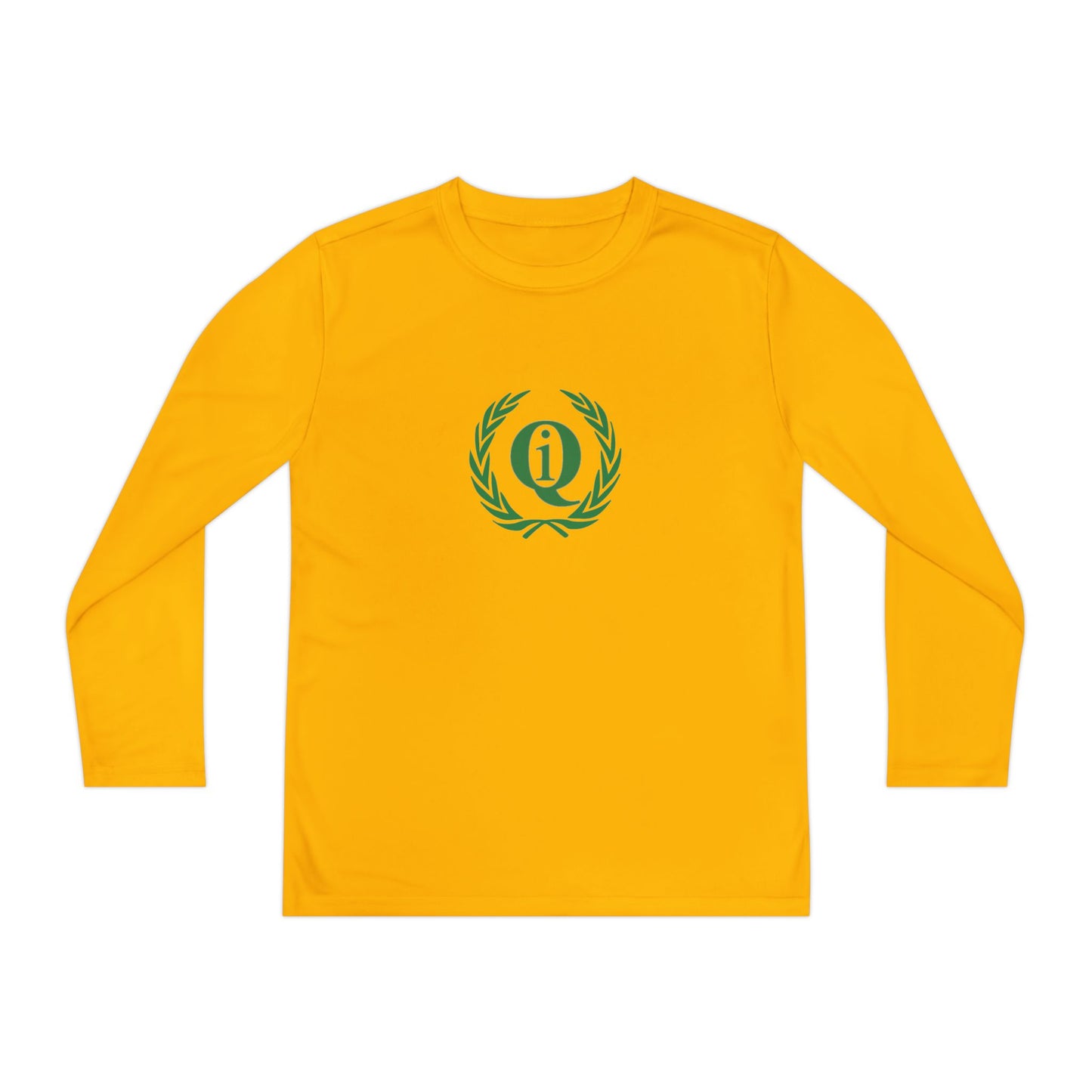 Youth Long Sleeve Athletic Tee with Laurel Design - Bright Orange Performance Shirt