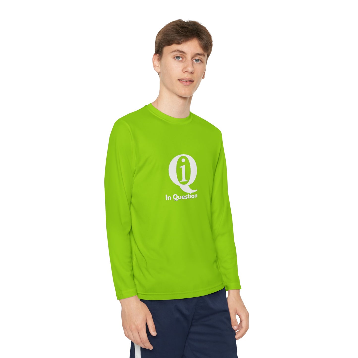 Youth Long Sleeve Athletic Tee with Laurel Design - Bright Orange Performance Shirt