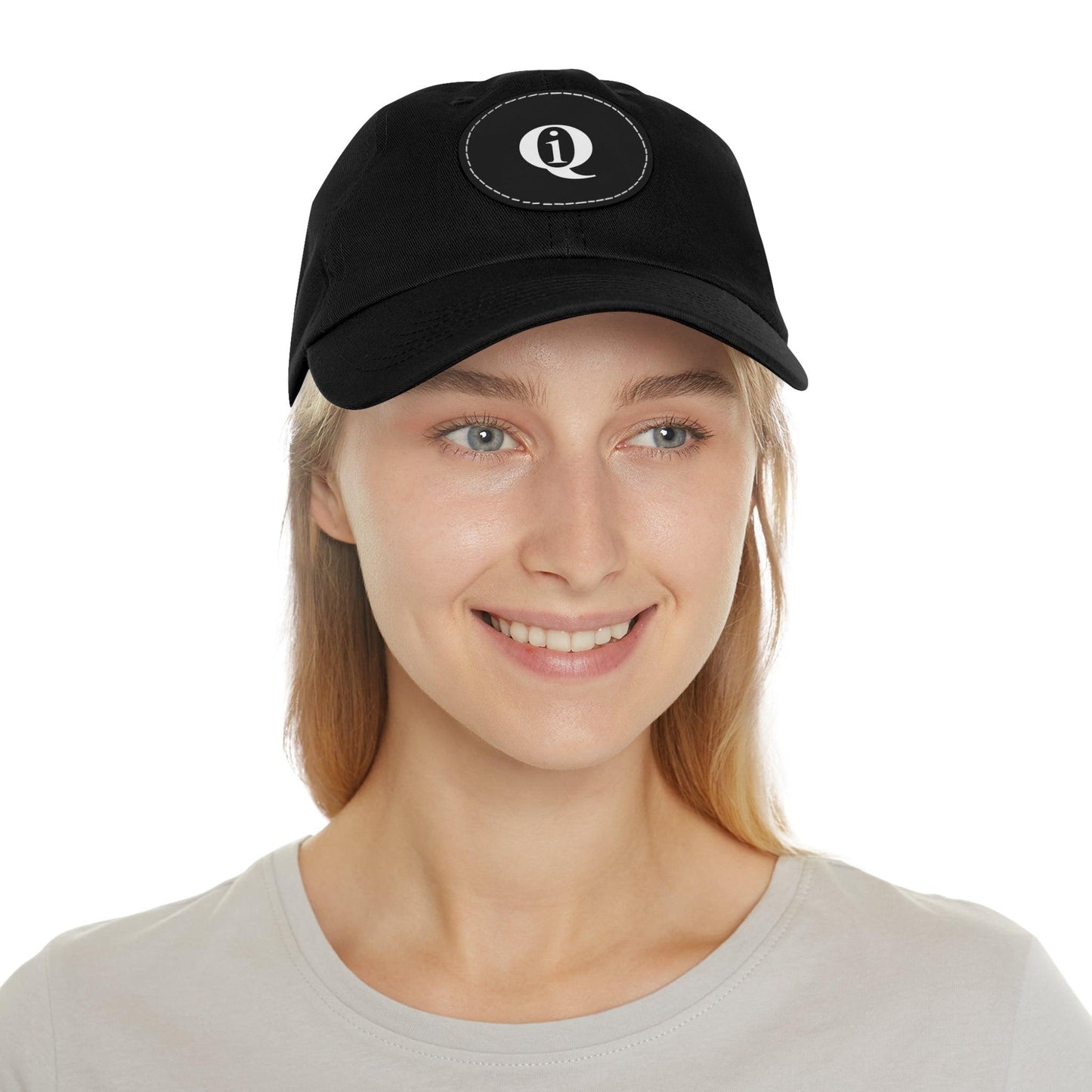 IQ Fashion | Dad Hat with Leather Patch (Round)