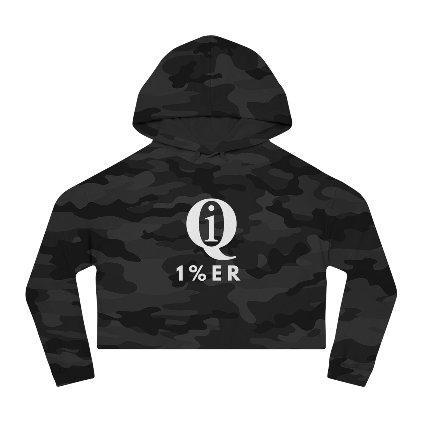 Women’s Cropped Hoodie with 'Q 1% ER' Design - Trendy & Stylish Casual Wear