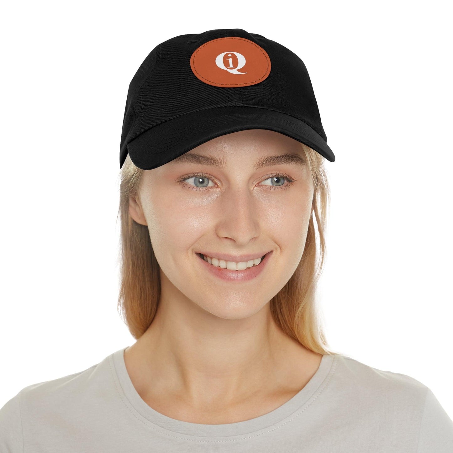 IQ Fashion | Dad Hat with Leather Patch (Round)