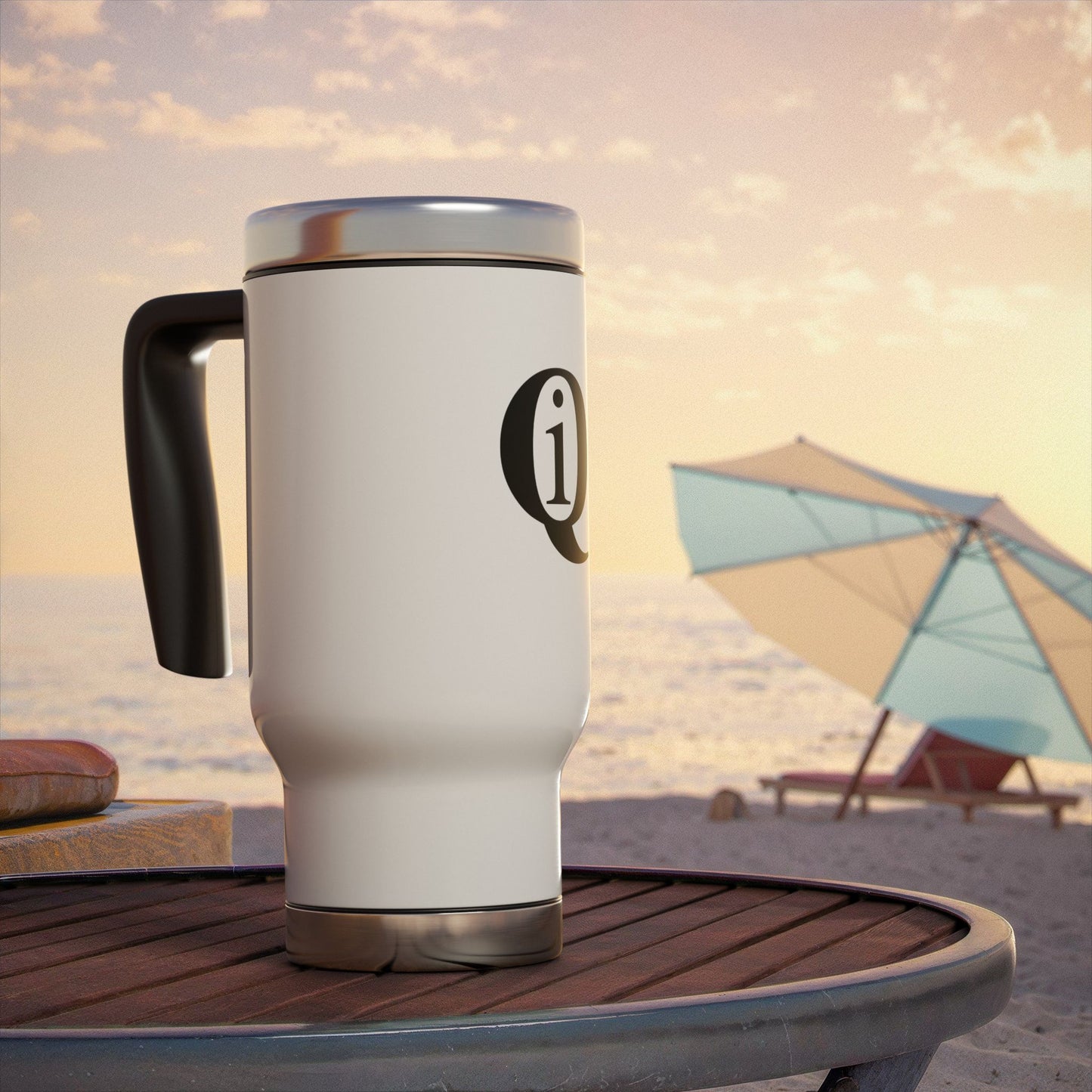 IQ Fashion | Stainless Steel Travel Mug with Handle, 14oz