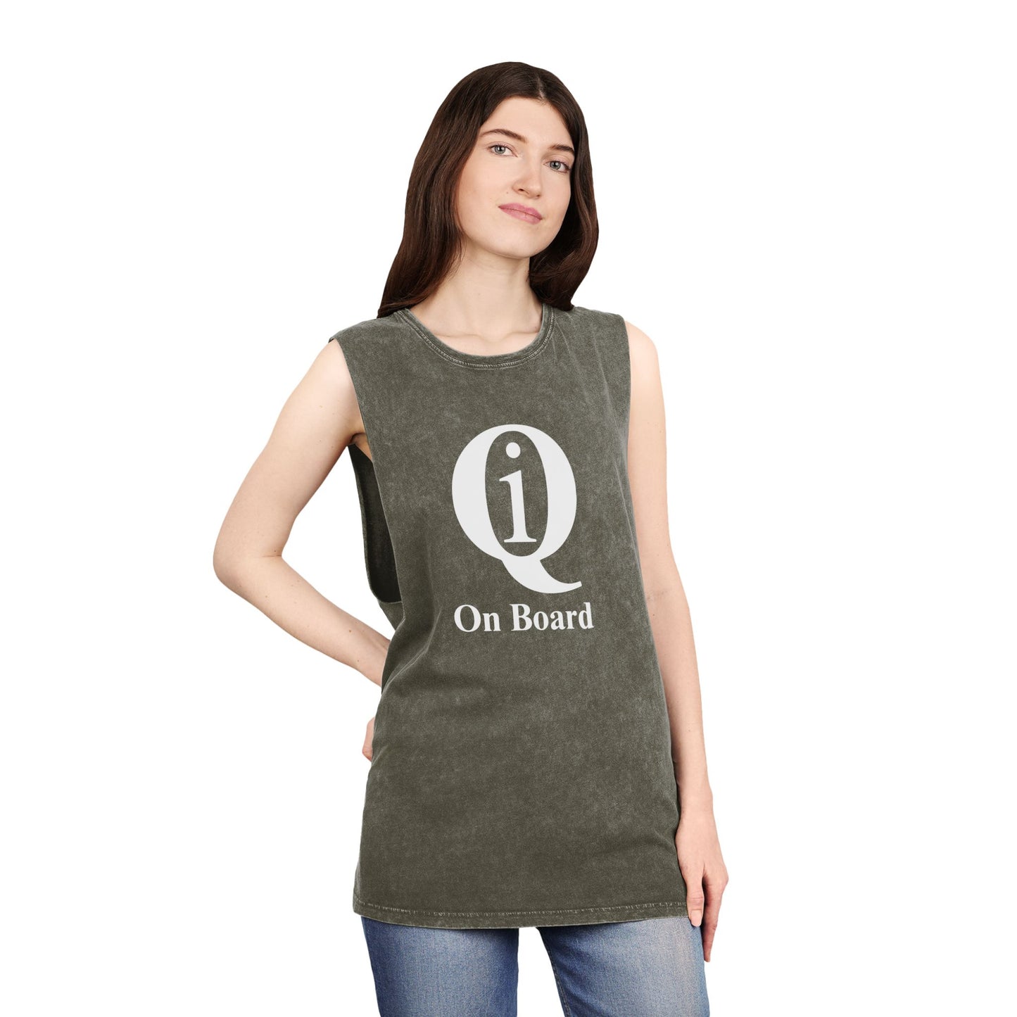 Unisex Stonewash Tank Top - Casual Summer Tee with 'On Board' Design