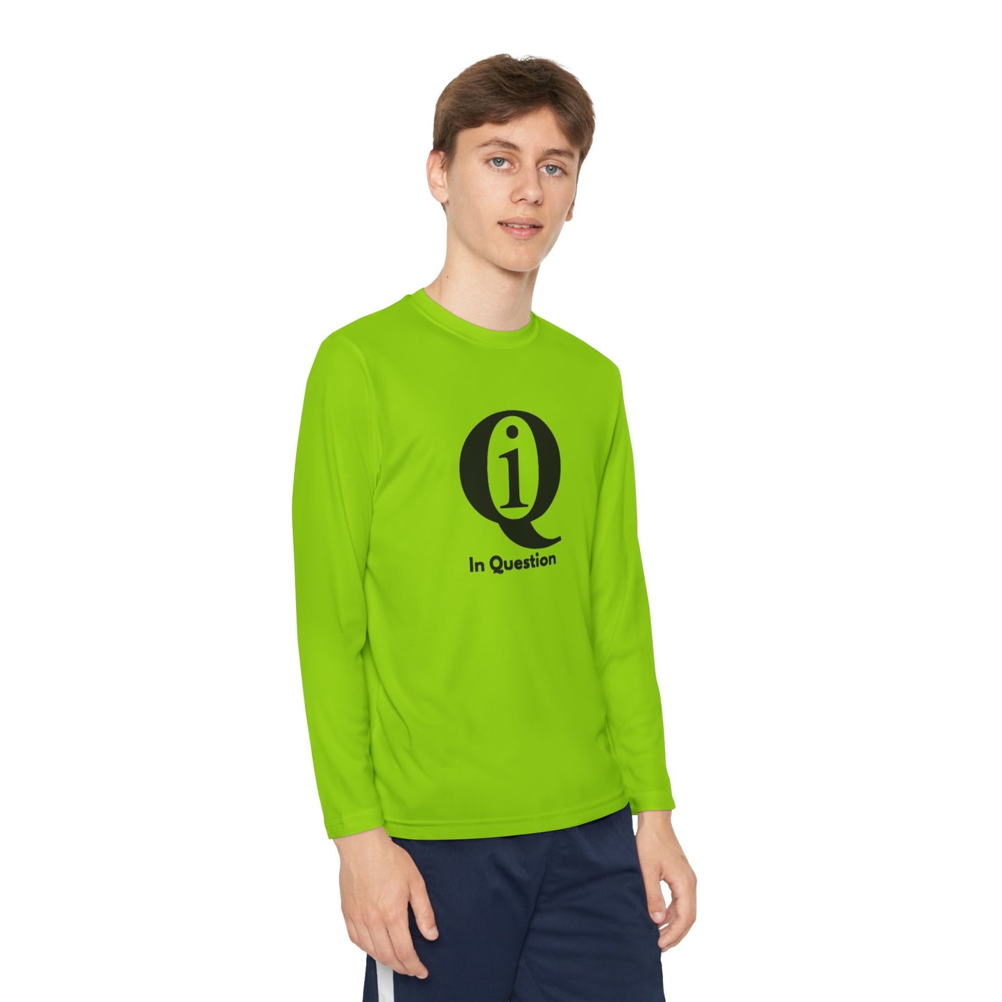 Youth Long Sleeve Athletic Tee with Laurel Design - Bright Orange Performance Shirt