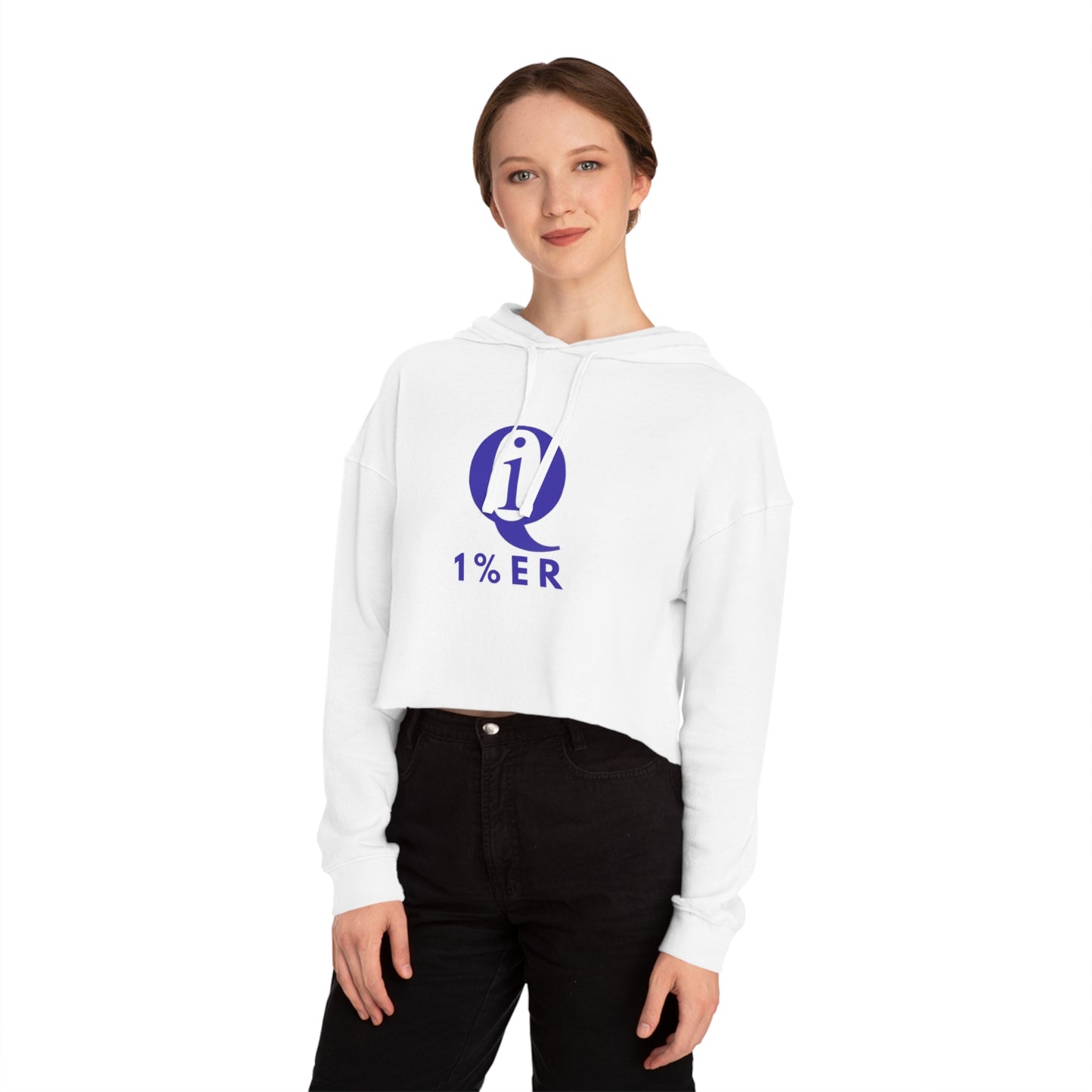 Women’s Cropped Hoodie with 'Q 1% ER' Design - Trendy & Stylish Casual Wear